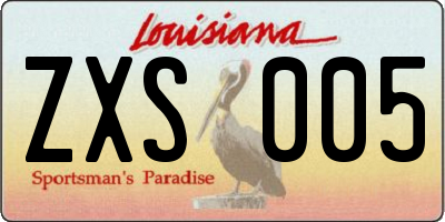LA license plate ZXS005