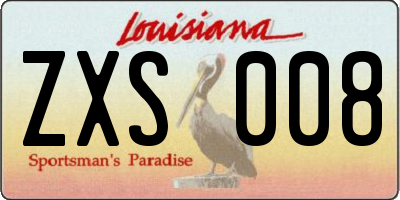 LA license plate ZXS008