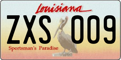LA license plate ZXS009