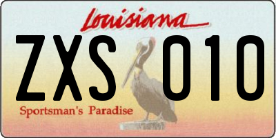LA license plate ZXS010