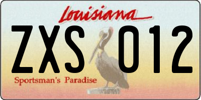 LA license plate ZXS012