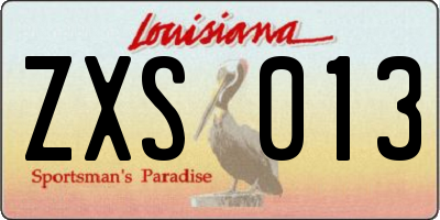 LA license plate ZXS013