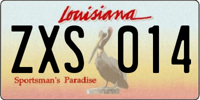 LA license plate ZXS014