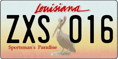 LA license plate ZXS016