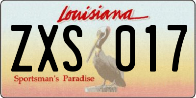 LA license plate ZXS017