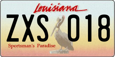 LA license plate ZXS018
