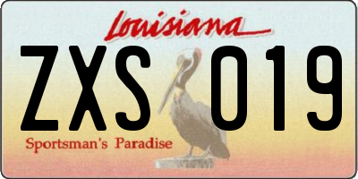 LA license plate ZXS019