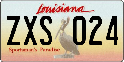 LA license plate ZXS024