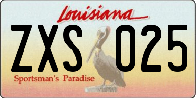 LA license plate ZXS025