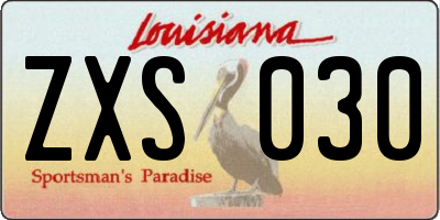 LA license plate ZXS030