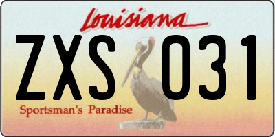 LA license plate ZXS031