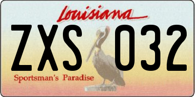 LA license plate ZXS032