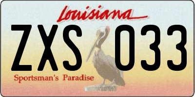 LA license plate ZXS033