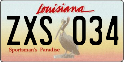 LA license plate ZXS034