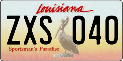 LA license plate ZXS040