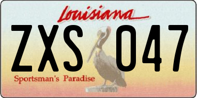 LA license plate ZXS047