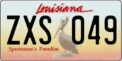 LA license plate ZXS049