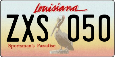 LA license plate ZXS050