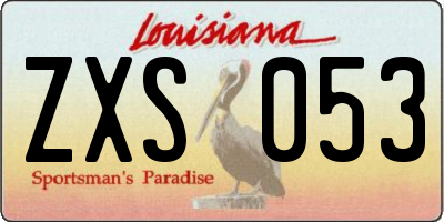 LA license plate ZXS053