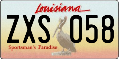 LA license plate ZXS058