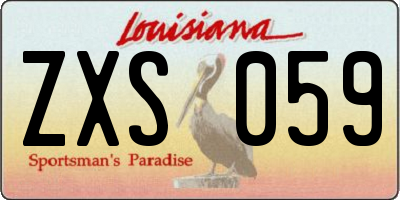 LA license plate ZXS059