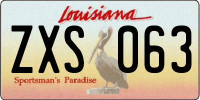 LA license plate ZXS063