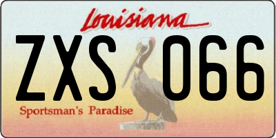 LA license plate ZXS066