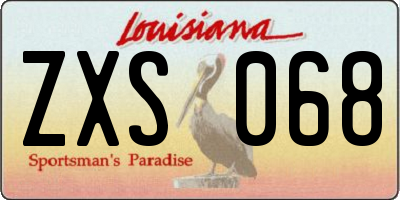 LA license plate ZXS068