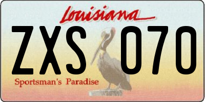 LA license plate ZXS070