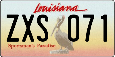 LA license plate ZXS071