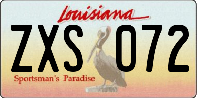 LA license plate ZXS072
