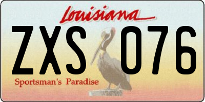 LA license plate ZXS076