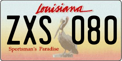 LA license plate ZXS080