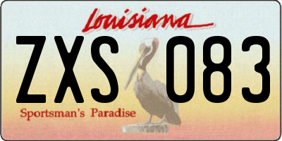 LA license plate ZXS083