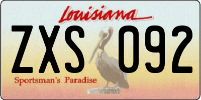 LA license plate ZXS092