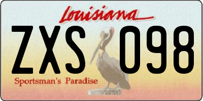 LA license plate ZXS098