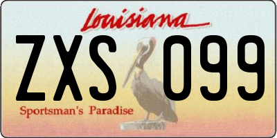 LA license plate ZXS099