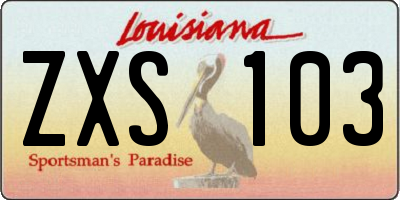 LA license plate ZXS103