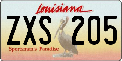 LA license plate ZXS205