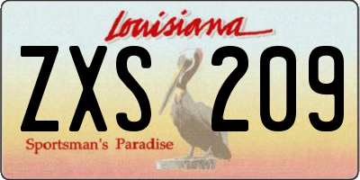 LA license plate ZXS209