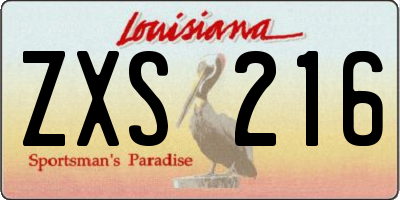 LA license plate ZXS216