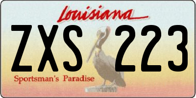 LA license plate ZXS223