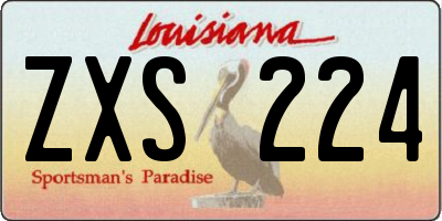 LA license plate ZXS224