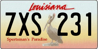 LA license plate ZXS231