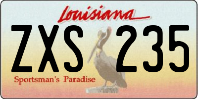 LA license plate ZXS235