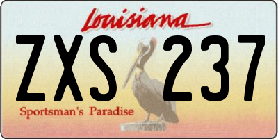 LA license plate ZXS237