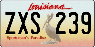 LA license plate ZXS239