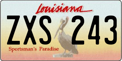 LA license plate ZXS243