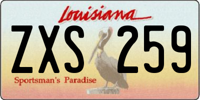 LA license plate ZXS259