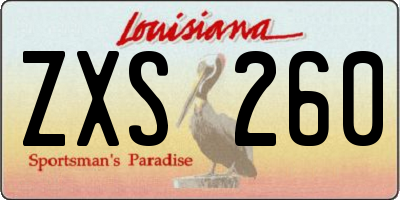 LA license plate ZXS260